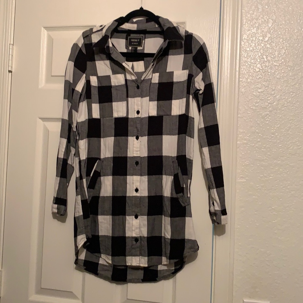 Black and white plaid tunic
